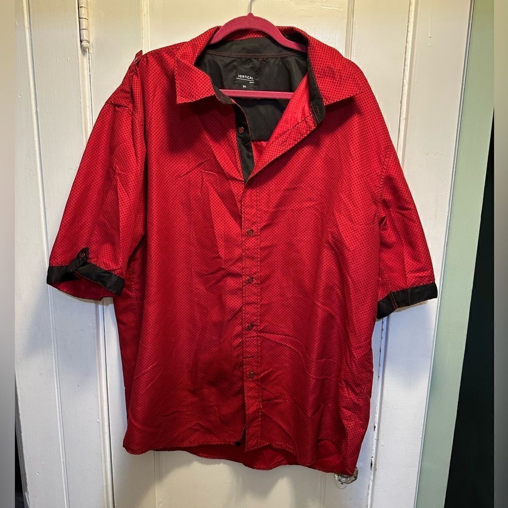 Vertical Mens Dress Shirt Short Sleeves EUC